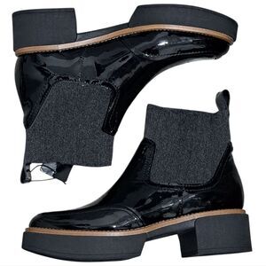 Dolce Vita Saline H2O Booties Midnight Crinkle Patent Chunky Platform Size 8 NWT